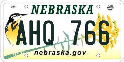 NE license plate AHQ766
