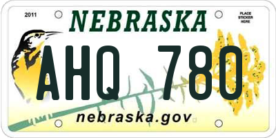 NE license plate AHQ780