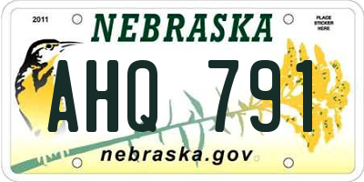 NE license plate AHQ791