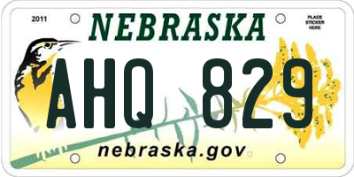 NE license plate AHQ829