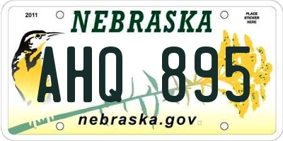 NE license plate AHQ895