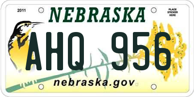 NE license plate AHQ956
