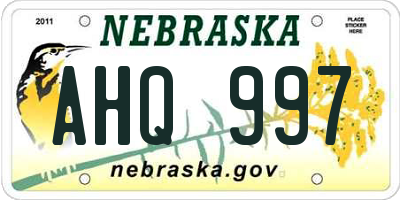 NE license plate AHQ997