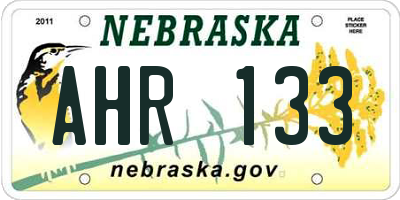 NE license plate AHR133