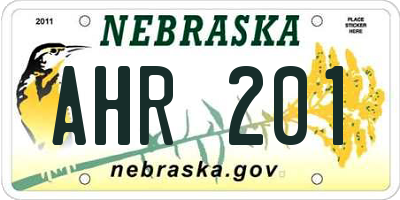 NE license plate AHR201