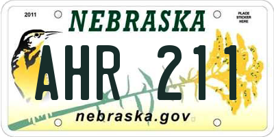 NE license plate AHR211