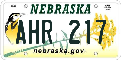 NE license plate AHR217