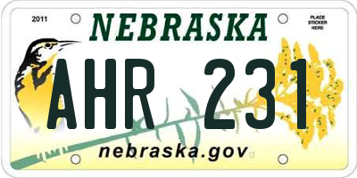 NE license plate AHR231