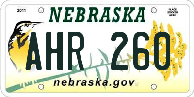 NE license plate AHR260