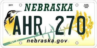 NE license plate AHR270