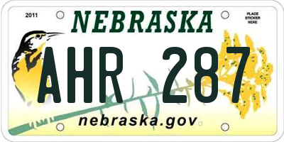 NE license plate AHR287