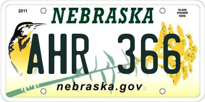 NE license plate AHR366