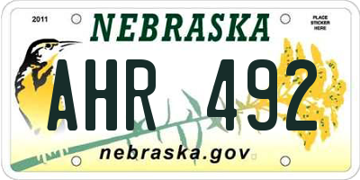 NE license plate AHR492