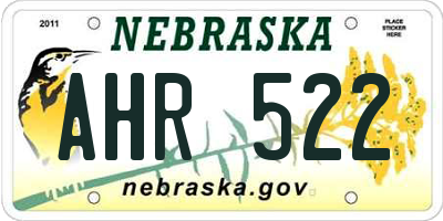 NE license plate AHR522