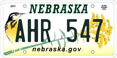 NE license plate AHR547