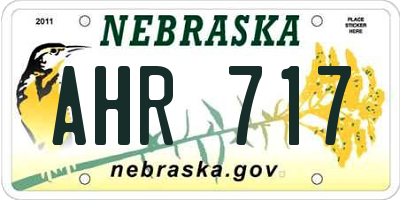 NE license plate AHR717