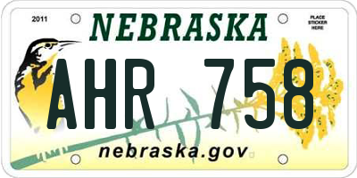 NE license plate AHR758