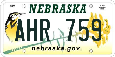 NE license plate AHR759