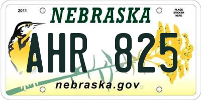 NE license plate AHR825