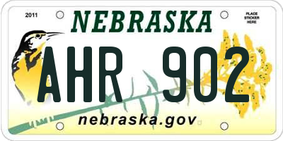 NE license plate AHR902
