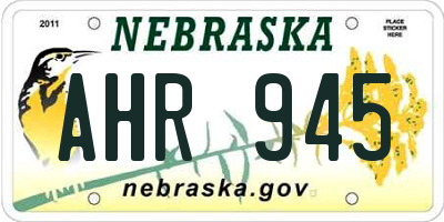 NE license plate AHR945