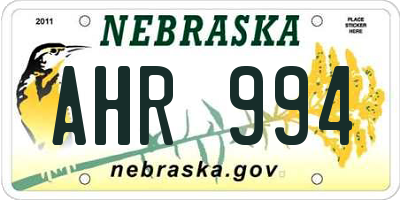 NE license plate AHR994