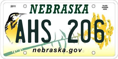 NE license plate AHS206