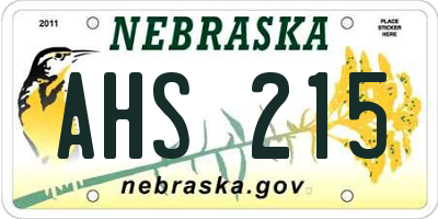 NE license plate AHS215
