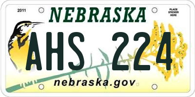 NE license plate AHS224