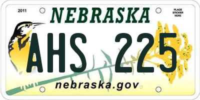 NE license plate AHS225