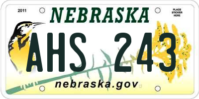 NE license plate AHS243