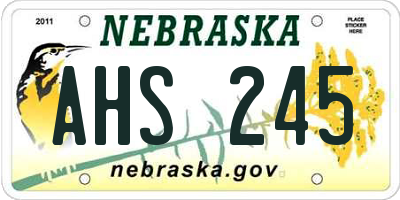 NE license plate AHS245
