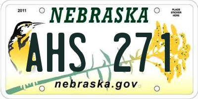 NE license plate AHS271