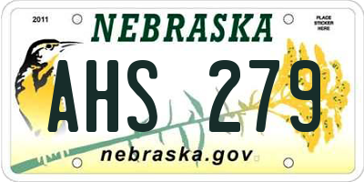 NE license plate AHS279