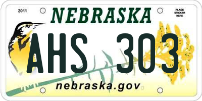 NE license plate AHS303