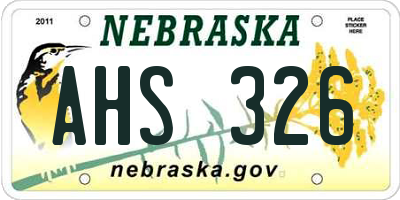 NE license plate AHS326