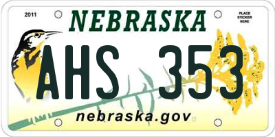 NE license plate AHS353