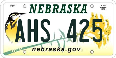 NE license plate AHS425
