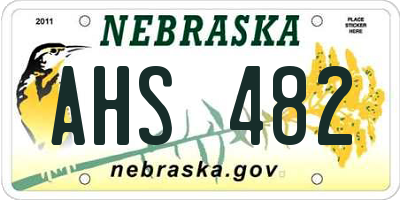 NE license plate AHS482