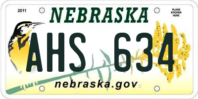 NE license plate AHS634