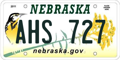 NE license plate AHS727