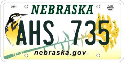 NE license plate AHS735