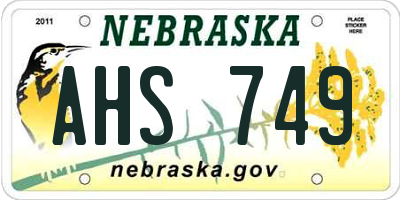 NE license plate AHS749