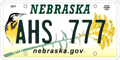 NE license plate AHS777