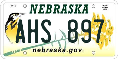 NE license plate AHS897