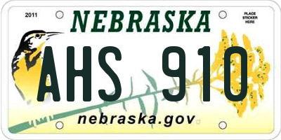 NE license plate AHS910