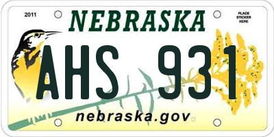 NE license plate AHS931