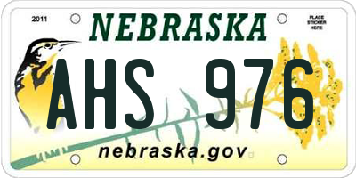 NE license plate AHS976