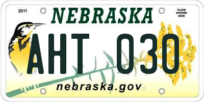 NE license plate AHT030