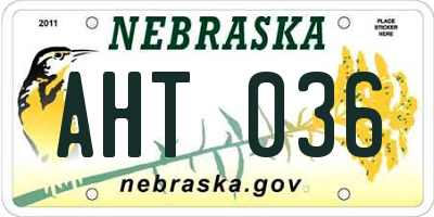 NE license plate AHT036